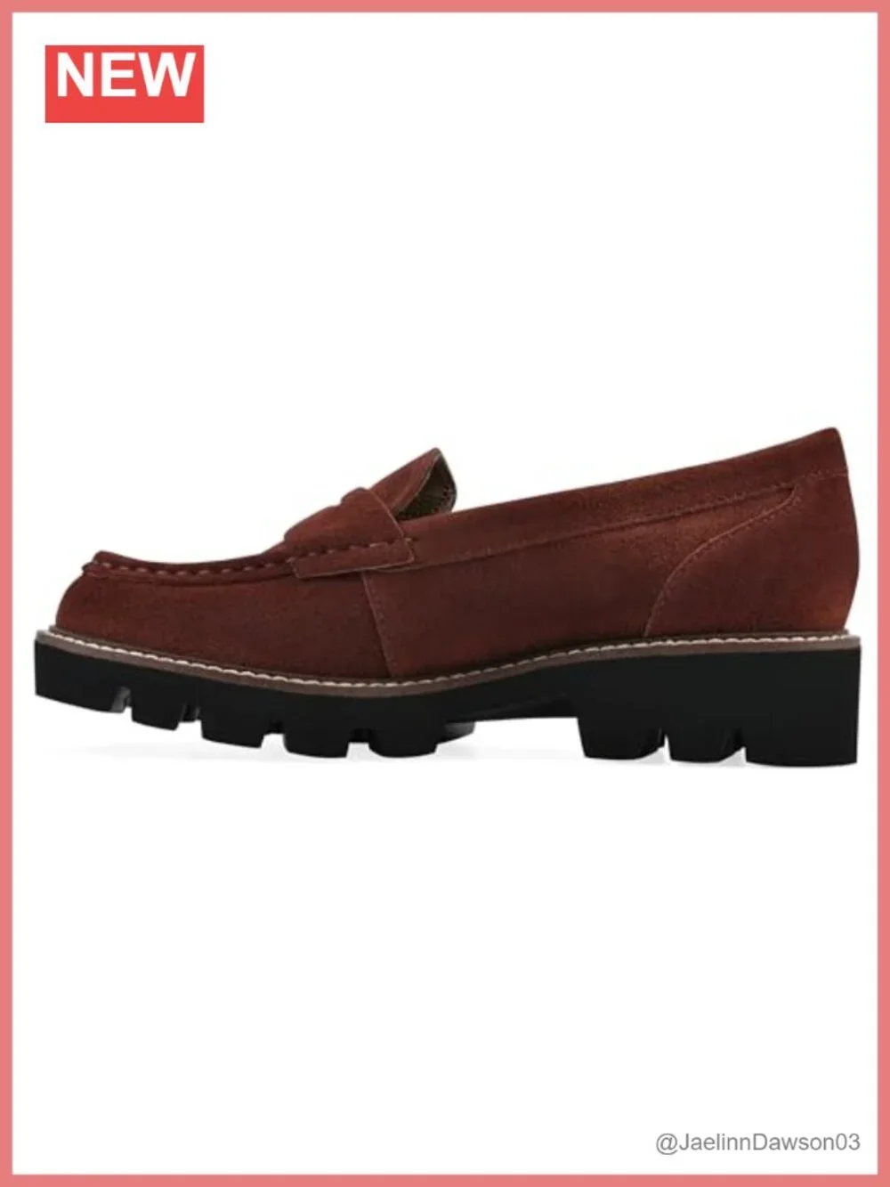 Women's Leather Penny Loafers Lug Sole Cushioned Slip-On Comfort Shoes